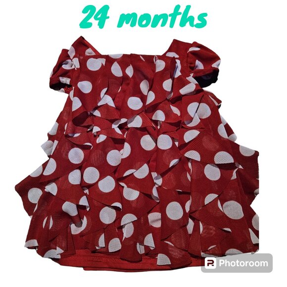 Vintage Rare Edition Girls Ruffle Polka Dot Top Red White Ladybug Infant 24M - Picture 2 of 5